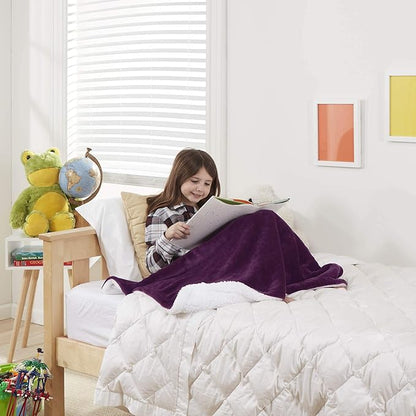 Genteele Sherpa Throw Blanket Super Soft Reversible Ultra Luxurious Plush Blanket, 40 x 50 inches, Rich Purple/White