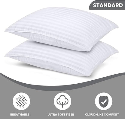 Utopia Bedding Bed Pillows for Sleeping Standard Size (White), Set of 2, Down Alternative Pillow for Sleeping, Cooling Hotel Quality Pillow Set for Back, Stomach or Side Sleepers