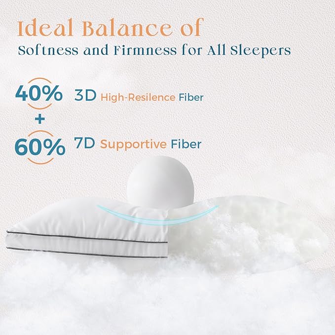MUXHOMO Bed Pillows King Size Set of 2, Gusseted Sleeping Pillows for Side, Back, and Stomach Sleepers, Hotel Quality, Oeko-Tex Certified Fluffy Supportive Down Alternative Filling, White, 2 Pack