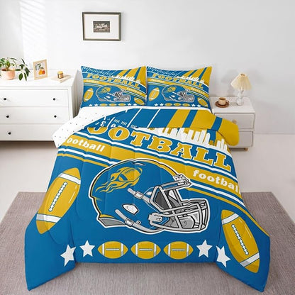 Feelyou Football Bedding Set Queen Size Boys Girls Rugby Sports Comforter Set Sports Themed Women Men Football City Duvet Quilt Bedroom Decor