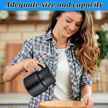 Small Thermal Coffee Carafe Stainless Steel Insulated Creamer Carafe Tea Pot 27Oz Insulation Pot (Black and Black, 800ML(27Oz))