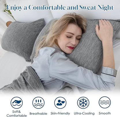 CHOSHOME Cooling Pillow Cases Zipper Pillow Covers Q-Max > 0.45 Zippered Pillowcases for Hot Sleepers, Soft, Breathable, Skin-Friendly, 4 Pack (King, 20"x36", Grey)