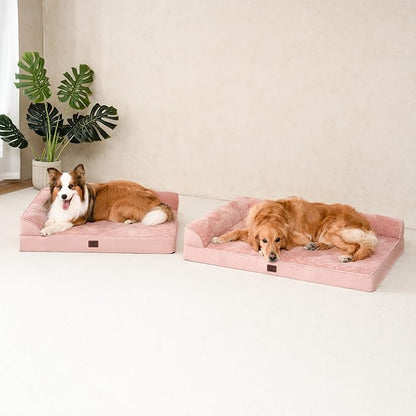 EHEYCIGA Extra Large Dog Bed Othorpedic, Memory Foam XL Dog Bed with Washable Removable Cover, Waterproof Pet Sofa Couch XLarge Size Dogs with Nonskid Bottom, 44x32x6.5, Pink