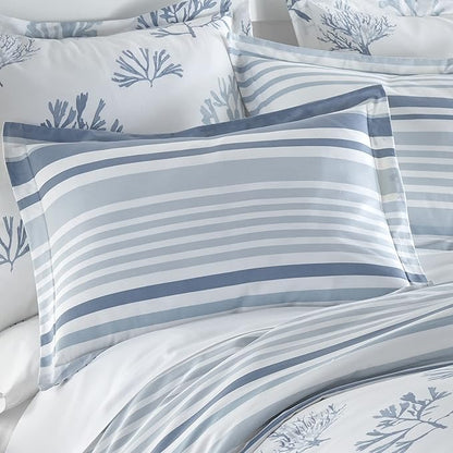 Levtex Home - Truro Comforter Set - King Comforter + Two King Pillow Cases - Stripe - Shades of Blue - Comforter (106 x 94in.) and Pillow Case (36 x 20in.) - Cotton