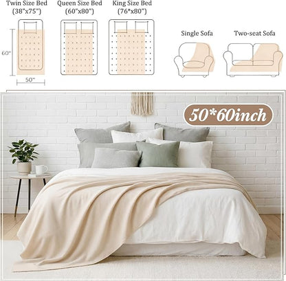 Kinlop Fleece Blanket Bulk 60 x 50 Inch Soft Lightweight Fleece Cozy Blanket Warm Throw Plush Pet Throw for Bed Couch Sofa Home Office Wedding Gifts Travel Camping(Beige Tones)