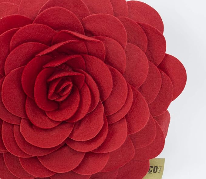 Fennco Styles Eva's Flower Garden Decorative Filled Throw Pillow 13" Round - Red Floral Accent Pillow for Home, Couch, Bed, Living Room, Holiday and Office Décor