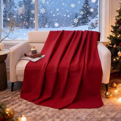 ZYFZCYBL Fleece Throw Blanket Blankets Bulk 6 Pack Soft Lightweight for Cozy Polar Fleece 50 x 60 Solid Pet-Friendly Colorful Bed Sofa Couch Fleece Fabric Travel Wedding Gift（Wine Red）