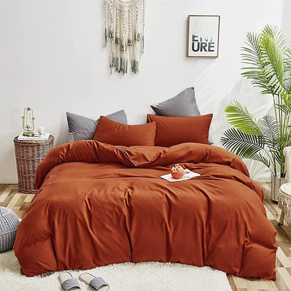Pureant Burnt Orange Comforter Set Full Size Women Girls Terracotta Red Bedding Comforter Sets Rust Full Comforter Cotton Soft Boho Caramel Full Size Comforter Sets Reddish Orange Blankets Breathable