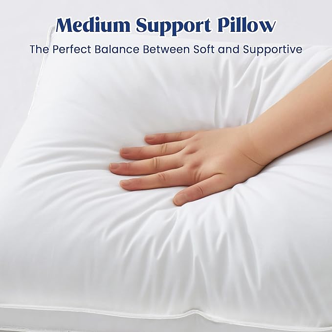 puredown® Goose Feather Down Pillows King Size Set of 2, 100% Cotton Cover, Luxury Hotel Collection Pillow, Soft Fluffy Medium Firm Bed Pillow for Back, Stomach or Side Sleeper.