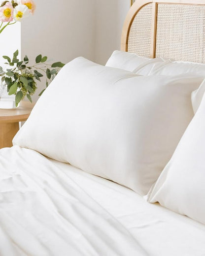 Cozy Earth King Pillowcases Set of 2 - Made of 100% Viscose from Bamboo, Ultra-Soft & Luxury, Woven from Naturally Breathable & Lightweight Fabric - White