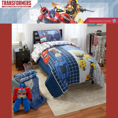 Transformers Optimus Prime Super Soft Comforter and Sheet Set with Sham, 4 Piece Twin Size, (Official Licensed Product) by Franco Collectibles