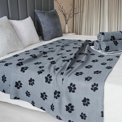 ZYFZCYBL Fleece Throw Blankets for Couch Bulk Lightweight Warm Soft Cozy Blanket 6 Pack Bulk Fleece Blanket Solid for Bed Couch Office Gifts Outdoor 50 x 60 inch Grey Black Paw Print