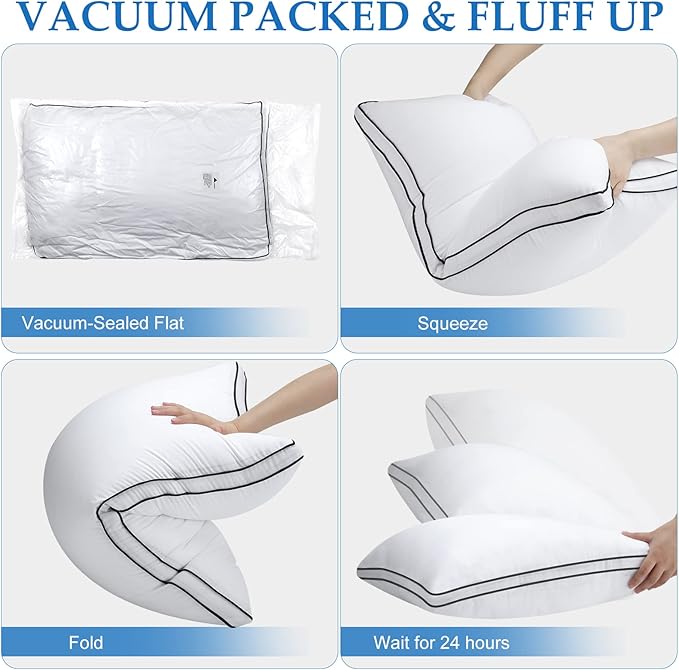 DolceLuna Pillows Queen Size Set of 2, Bed Pillows for Sleeping 2 Pack, Queen Pillows Down Alternative Hotel Luxury Pillow for Side and Back Sleepers, Soft & Comfortable
