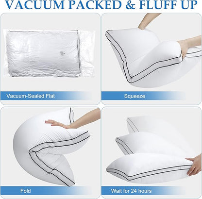 DolceLuna Pillows King Size Set of 2, Bed Pillow 2 Pack for Side & Back Sleepers, Hotel Quality Down Alternative Gusseted King Pillow for Sleeping, Soft and Supportive, White