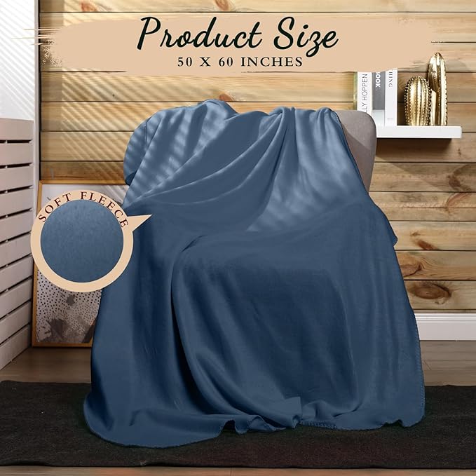 Kinlop Fleece Blanket Bulk 60 x 50 Inch Soft Lightweight Fleece Cozy Blanket Warm Throw Plush Pet Throw for Bed Couch Sofa Home Office Wedding Gifts Travel Camping(Gray Blue)