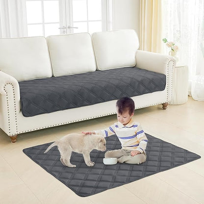 Smiry Waterproof Dog Bed Cover Blanket 52x82, Soft Reversible Pet Blanket, Washable Leakproof Cats Dogs Couch Cover for Sofa, Couch, Furniture, Dark Grey/Beige