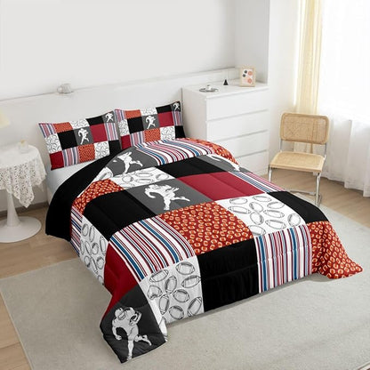 Feelyou Football Kids Comforter Set Full Size Rugby Sports Bedding Set Soccer Ball Game Duvet Quilt for Kids Boys Girls Bedroom Gift for Football Lover Decor Orange Red Ultra Soft Breathable