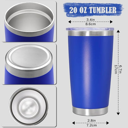 20 oz Tumbler Coffee Travel Tumblers Bulk with Lid Stainless Steel Double Wall Vacuum Insulated Mug Powder Coated Cups fit Car Cupholder for Hot and Cold - Dark Blue, 1Pack