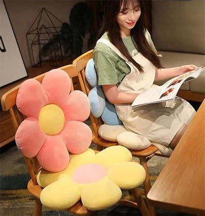 Flower Pillows, Flower Cushion, Leisure and Comfortable Pillow, Car Cushion (Beige/Yellow, 40cm*40cm)