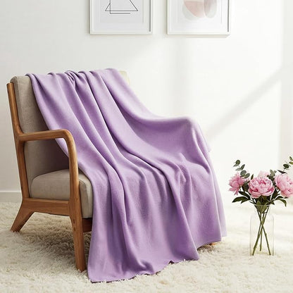 Kinlop Fleece Blanket Bulk 60 x 50 Inch Soft Lightweight Fleece Cozy Blanket Warm Throw Plush Pet Throw for Bed Couch Sofa Home Office Wedding Gifts Travel Camping(Light Purple)