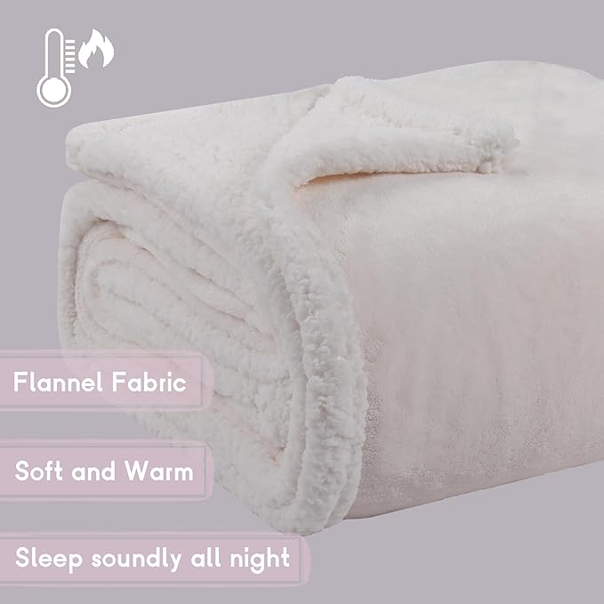 Heated Blanket Electric Blanket Full Size 72''x84'' with 9 Heating Levels, 1-10 Hour Auto Shut Off, Machine Washable, Flannel & Sherpa Soft Warming Blanket for Couch, Bed, Office - White