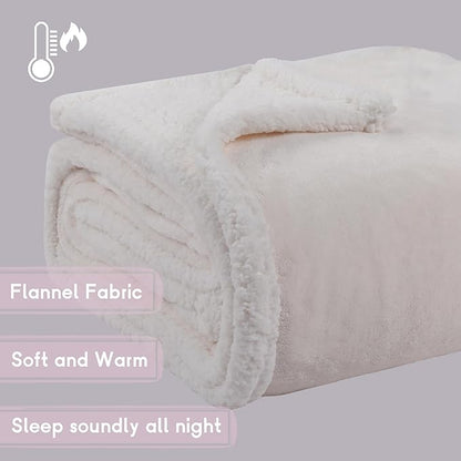 Heated Blanket Electric Blanket Full Size 72''x84'' with 9 Heating Levels, 1-10 Hour Auto Shut Off, Machine Washable, Flannel & Sherpa Soft Warming Blanket for Couch, Bed, Office - White