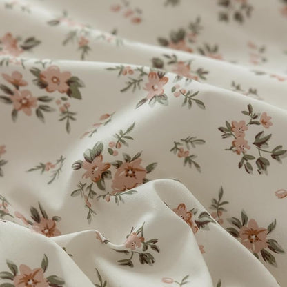 mixinni 3pcs Boho Floral Comforter Set Twin/Twin XL Size, Garden Style Pink White Flower Leaves Bedding Comforter Sets for Women, 1 Soft Aesthetic Comforter and 2 Bow tie Pillowcases for All Seasons