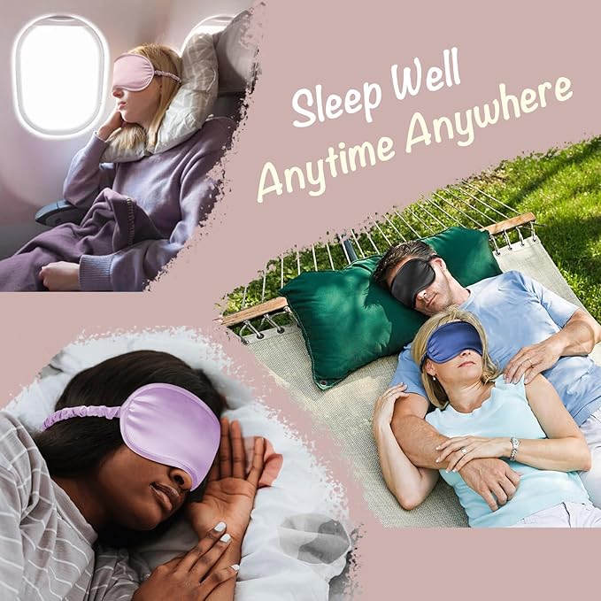 LULUSILK 100% Mulberry Silk Sleep Mask, Lavender Silk Eye Cover for Sleeping, Pack of 1