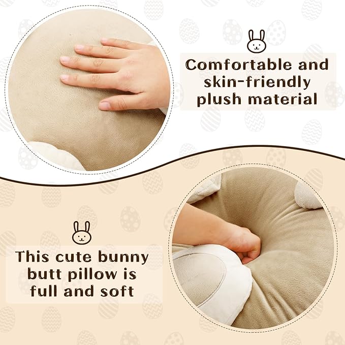 Wenqik Easter Bunny Tail Throw Pillow Rabbit Butt Shaped Decorative Pillow 3D Animal Plush Cushion Cute Hugging Pillow for Spring Easter Gift Bedroom Sofa Couch Living Room Decoration, 14.96''