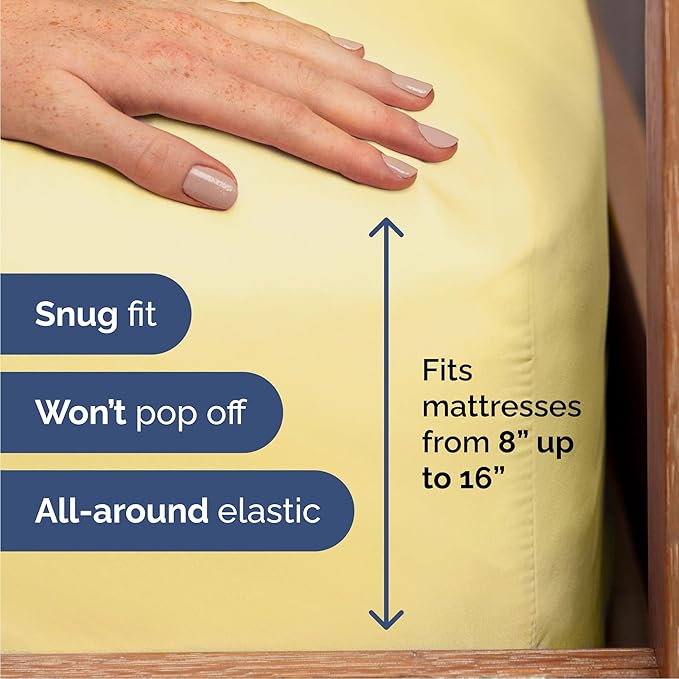 Queen 6 Piece Sheet Set - Comfy Breathable & Cooling - Ultra Soft Hotel Luxury Bedding Set w/ 8-16 Inch Deep Pockets - 1 Flat & 1 Fitted Sheet & 4 Pillowcases - Cozy, Wrinkle Free & Easy Care - Yellow