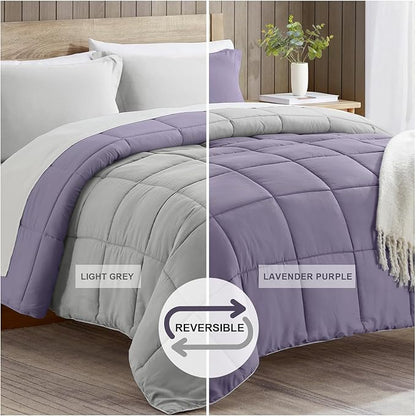satisomnia California King Comforter Set, Purple Bedding Comforters Cal King Size, 3 Pieces Down Alternative Bed Comforter Lightweight Soft Bed Set Breathable, Reversible All Season Bedding Sets