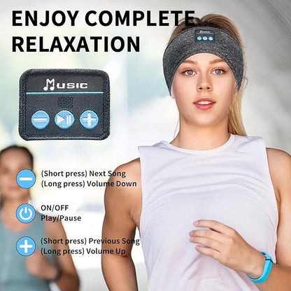 Bluetooth Headphones, Sleep Headphones Headband Wireless for Sleeping Side Sleepers - Adjustable Sleep Headphone, and Bluetooth Headbands for Women Men(Grey)