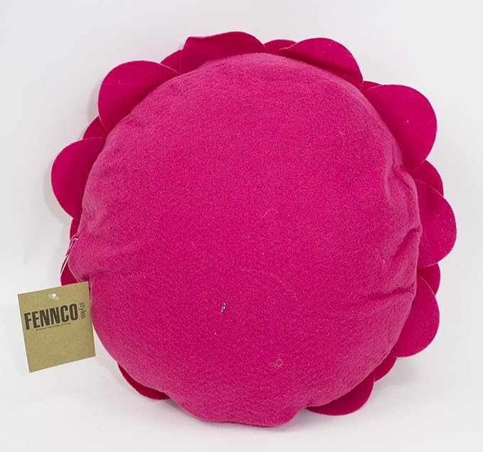 Fennco Styles Eva's Flower Garden Decorative Filled Throw Pillow 13" Round - Fuchsia Floral Accent Pillow for Home, Couch, Bed, Living Room, Holiday and Office Décor