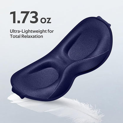 Sleep Mask for Men Women - 100% Blackout Eye Masks for Sleep - 3D Soft Sleeping Mask for Side Sleepers - Zero Pressure Lash Extensions Eye Cover Shade for Airplane Travel Essentials, Blue