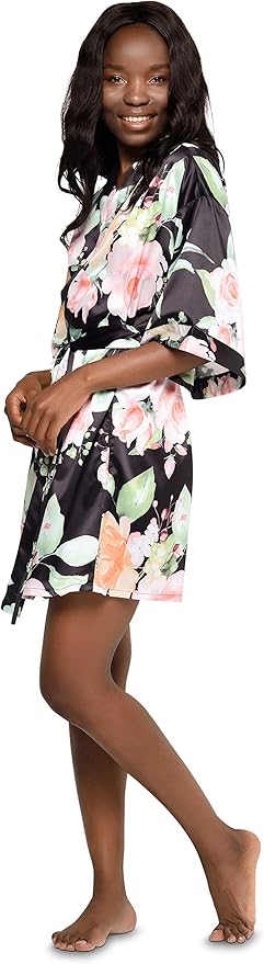 Turquaz Women's Bride Bridesmaids Silky Robe Satin Kimono Robes for Women Lingerie