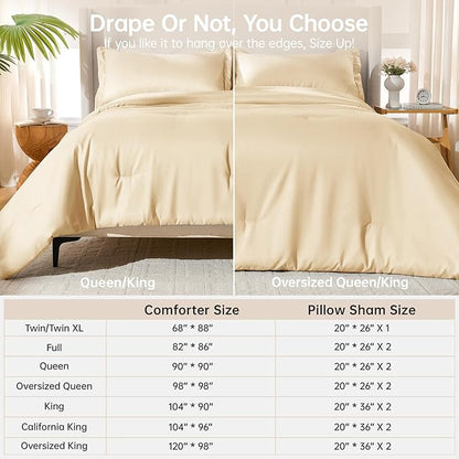 MUXHOMO King Size Comforter Set, All Season Ultra Soft Down Alternative Bedding - 3 Piece Lightweight Bed Set Includes 1 Comforter (104"x90") and 2 Pillow Shams (20"x36"), Light Yellow