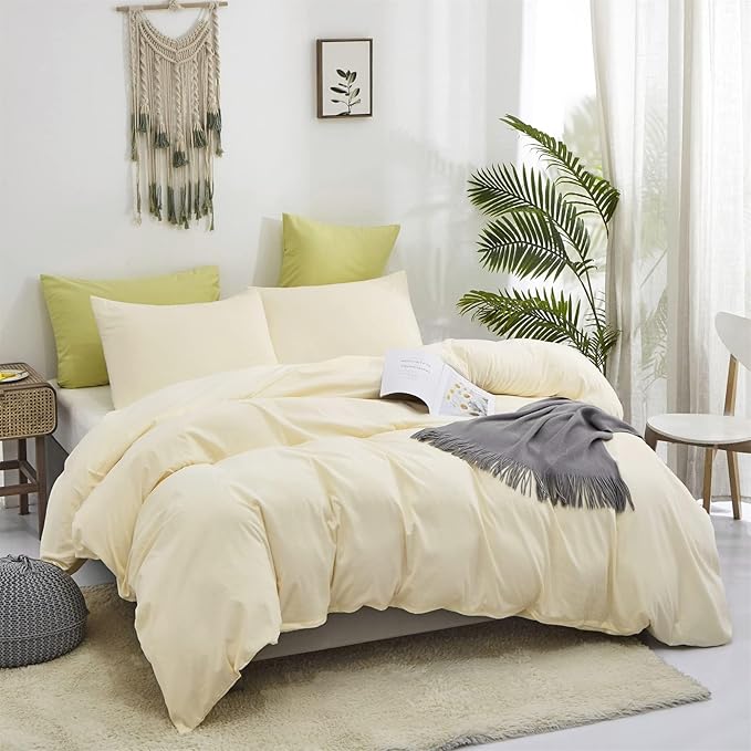 Cottonight Ivory Comforter Set Twin Beige White Bedding Comforter Set Off White Solid Blanket Quilts Solid Cream White Modern Soft Breathable Chic Ivory Bedding Set for Women Men Twin Bed