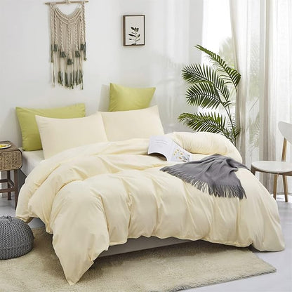 Cottonight Cream White Comforter Set Full Ivory White Bedding Comforter Set Beige White Solid Blanket Quilts Modern Soft Breathable Ivory 3 Piece Off White Bedding Set for Women Men