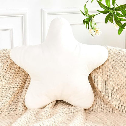 White Star Throw Pillow, Cute Star Pillow Room Decor, Soft 19.6" Star Shaped Decorative Throw Pillow for Bedroom, Star Plush Floor Cushions Pillows