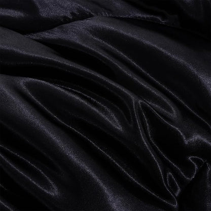A Nice Night Satin Silky Soft Quilt Sexy Luxury Super Soft Microfiber Bedding Comforter Set, Light Weighted (Black, King)