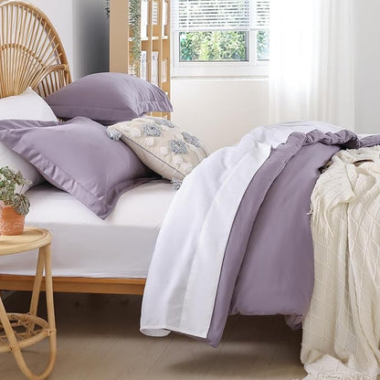 weigelia Full Size Comforter Set Dusty Purple Comforter Set 7 Piece Grayish Purple Bed Bedding Set with Sheets for Women and Men