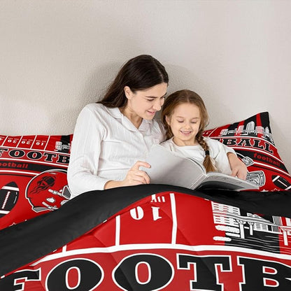 Feelyou Football Bedding Set Boys Girls Full Size Comforter Set Sports Theme Women Men Football City Comforter Rugby Sports Duvet Quilt Bedroom Decor