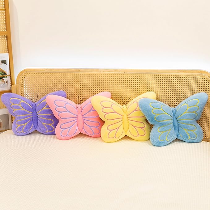 PEACH CAT Butterfly Pillow Decorative Butterfly Shaped Throw Pillows 16" x 12" Soft Plush Cushion Decor for Bedroom Living Room Couch Sofa Purple