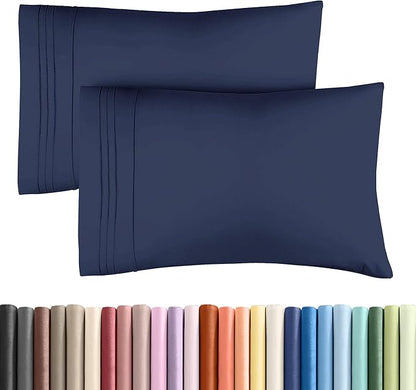 Queen Pillow Cases Set of 2 - Ultra Soft Hotel Quality Pillowcase Covers - Comfy, Cozy & Wrinkle Free - Shrinkage, Stain & Fade Resistant - Machine Washable Pillow Protectors - 2 Piece Set - Navy Blue
