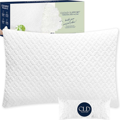 Bed Pillows Cross Cut Memory Foam for Sleeping,Queen Size Bedding Pillow(White), Washable Supportive Pillow for Sleeping, Adjustable Density for Back, Stomach and Side Sleeper
