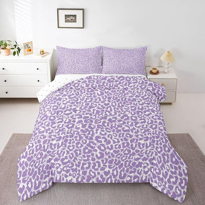 Erosebridal Purple Cheetah Print Comforter for Kids Boys Girls,Leopard Print Toddler Bedding Set,Farmhouse Animal Skin Duvet Insert,Modern Aesthetic Quilt Bedroom Decor