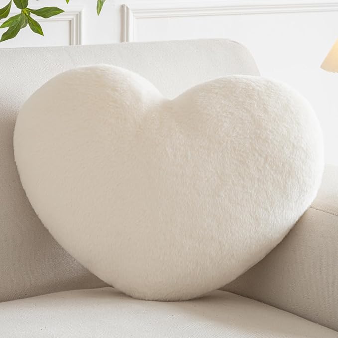 Xiashrk Heart Pillow, Heart Shaped Pillow for Bed Couch, Soft Decorative Heart Throw Pillow, Cute Decorate Pillows, Heart Pillows for Bedroom Living Room (White, Large 19.6"x15.7")