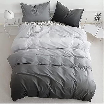 Houseri Grey Comforter Set Twin Gradient White and Gray Bedding 3 Piece Boys Girls Kids Aesthetic Silver Grey Bed Comforters Sets Dark Light Gray Art Style Preppy Dorm Quilts Blankets Twin