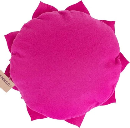 Fennco Styles Handmade 3D Heart-Shaped Petals Flower Decorative Filled Throw Pillow 13" Round - Floral Pillow for Couch, Home Décor and Holiday, Housewarming Gift (Magenta)