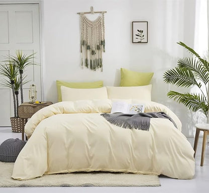 Houseri Ivory Comforter Set Queen Beige Yellow Bedding Size Off White Sets for Women Girls Cream Blanket Queen(90''*90''-Comforter)